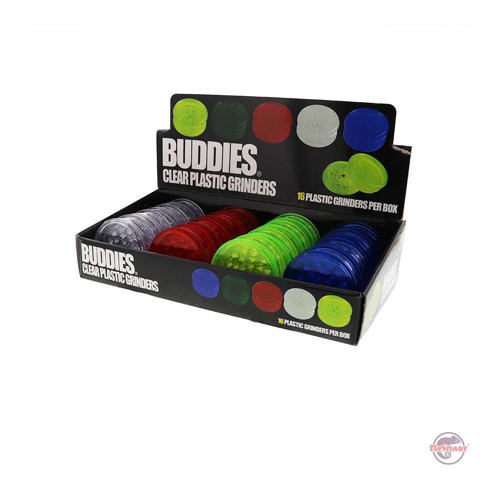 Plastic Grinder • Buddies • 58mm • 2-part • 16 stuks Plastic Grinder • Buddies • 58mm • 2-part • 16 stuks