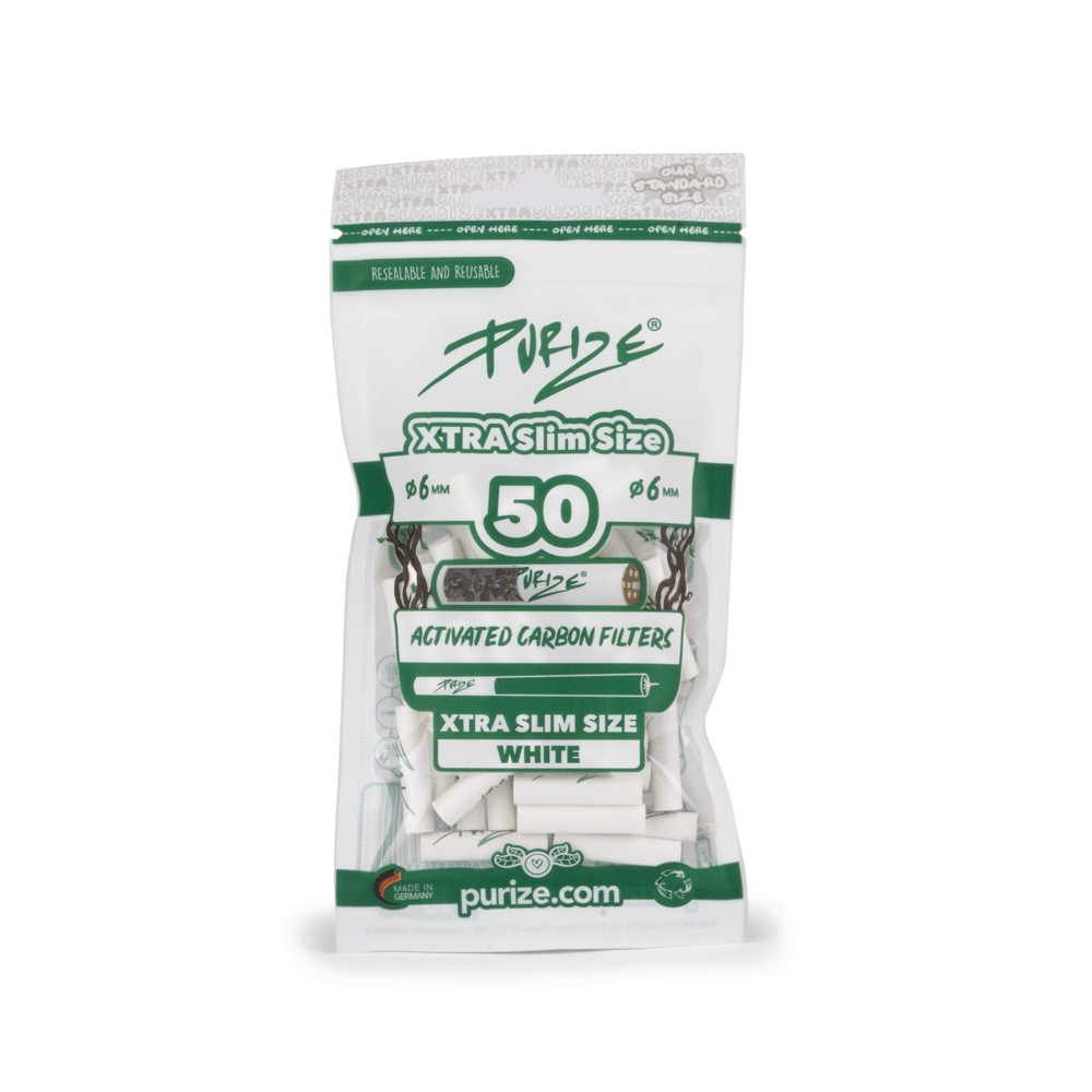 PURIZE XTRA Slim Filters • White • Bag of 50pcs